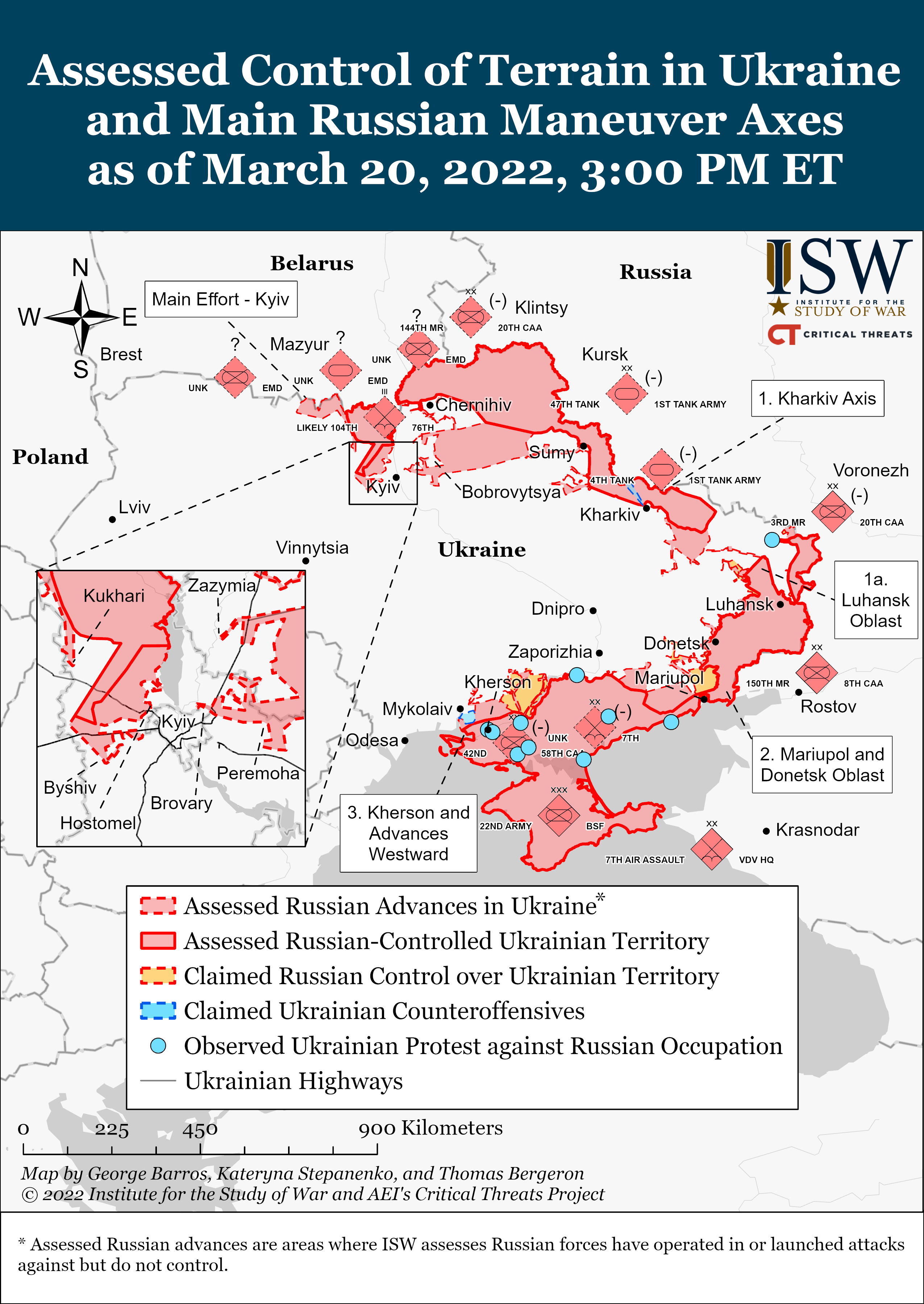 Control of Terrain Map for Ukraine, March 20, 2022