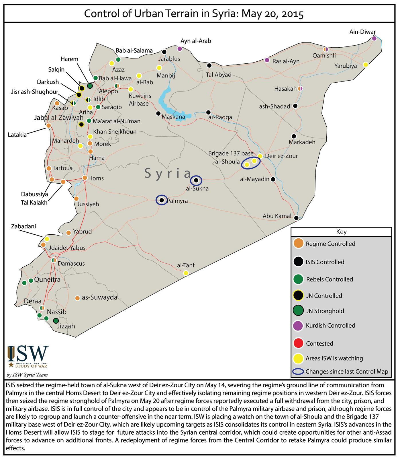 Control of Urban Terrain in Syria: May 20, 2015