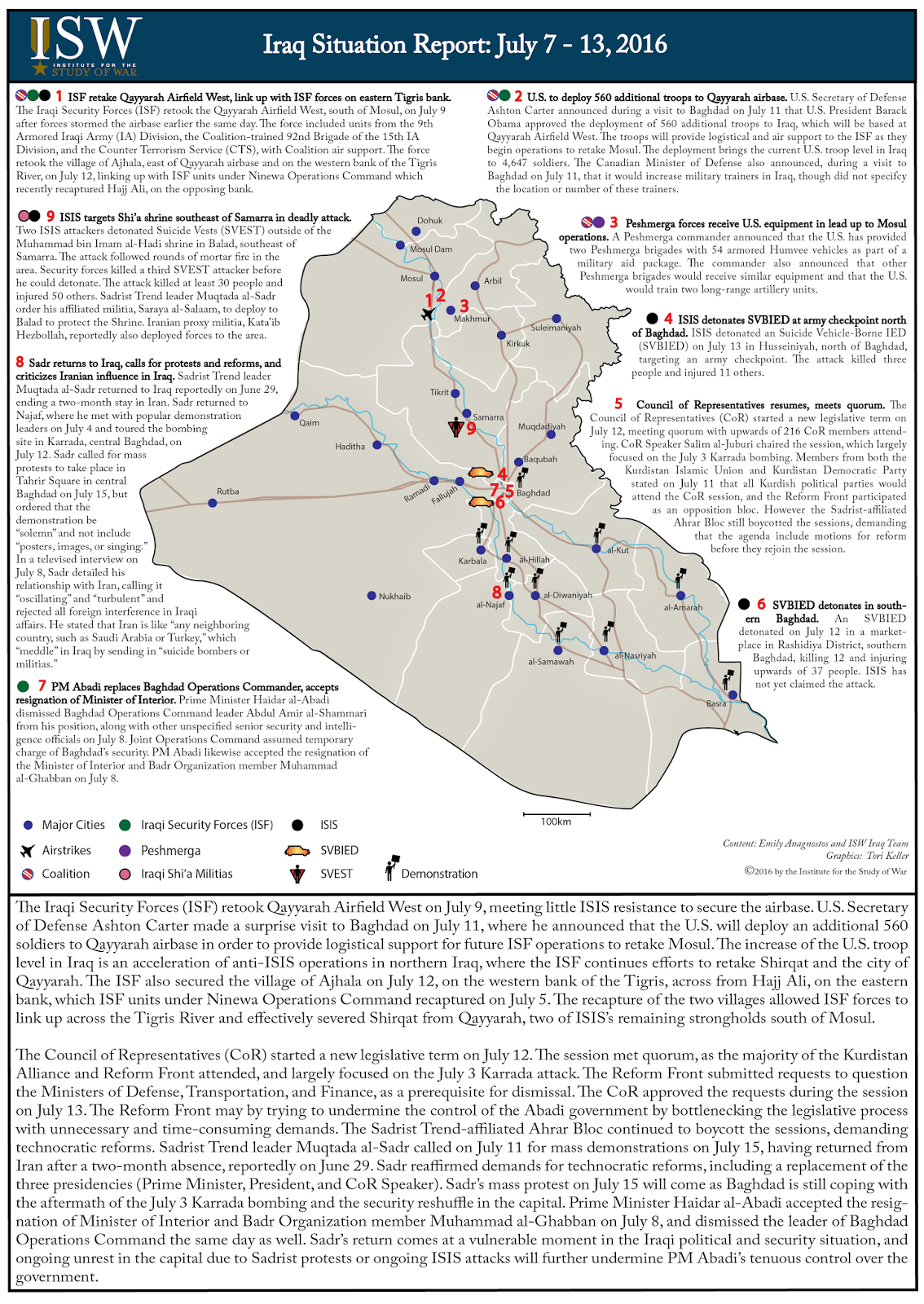Iraq Situation Report: July 7 – 13, 2016