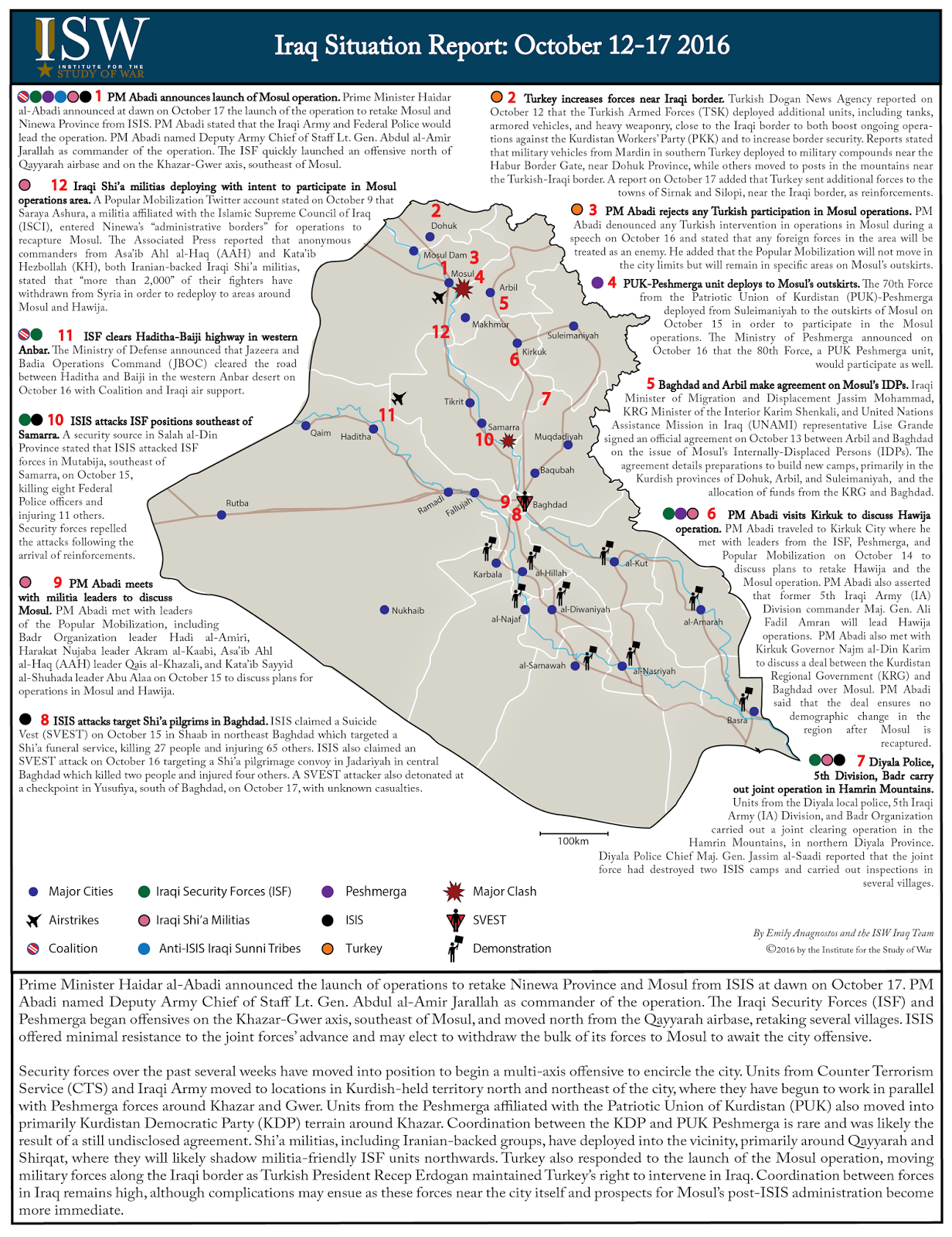 Iraq Situation Report: October 12-17 2016