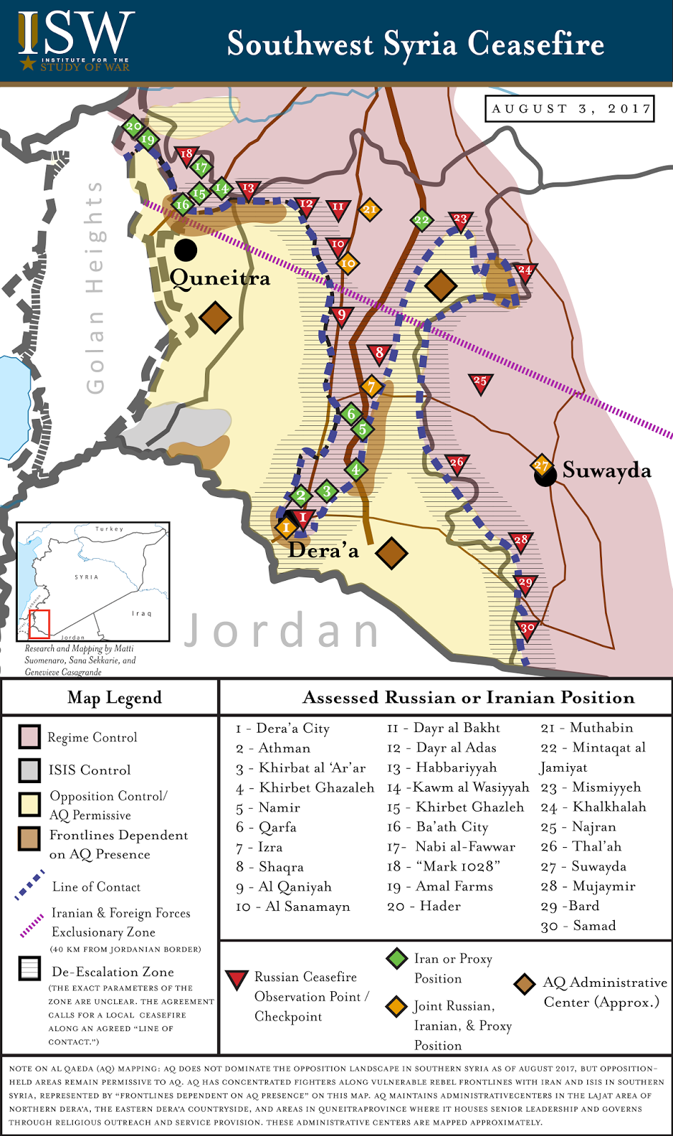 Southwest Syria Ceasefire August 3, 2017