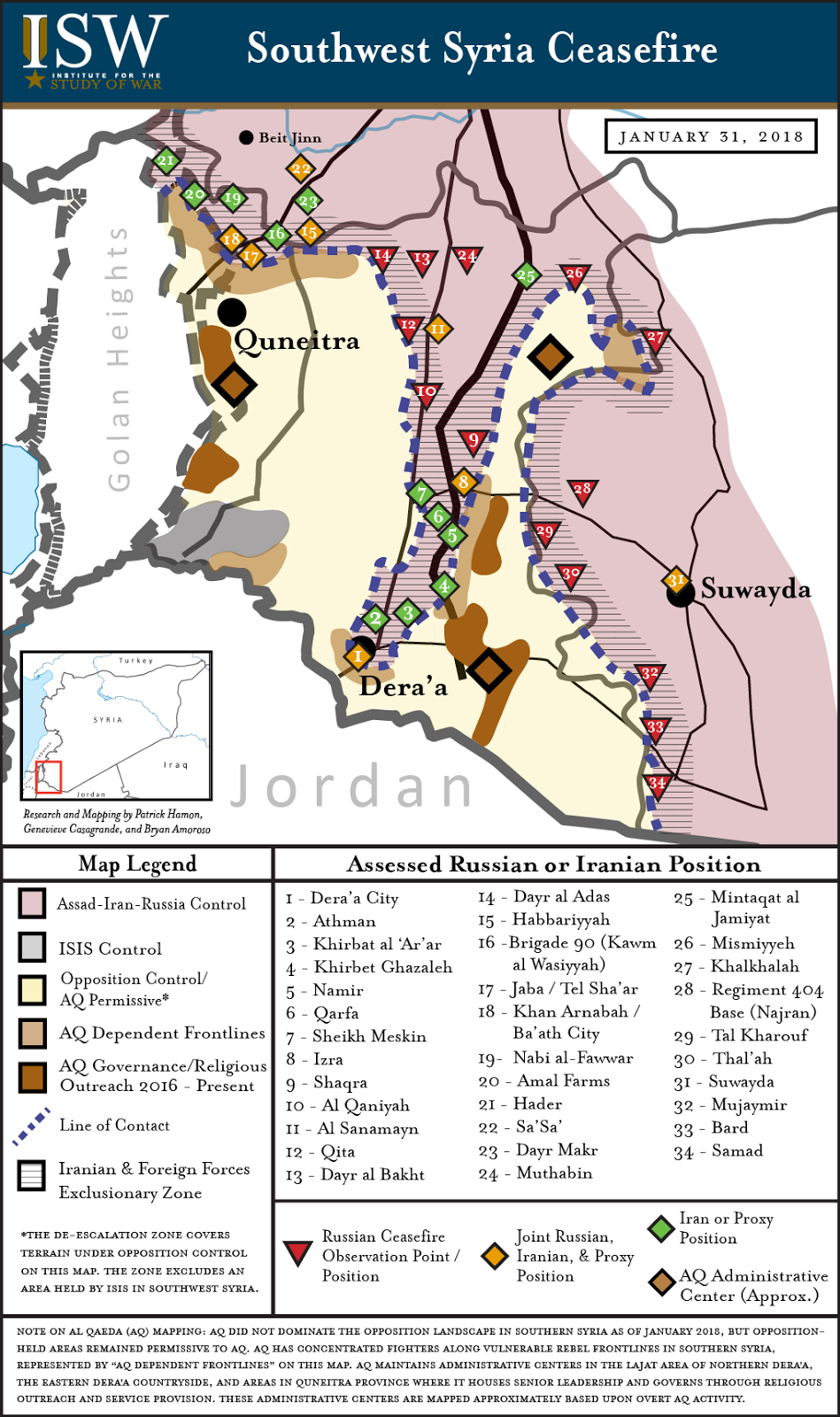 Southwest Syria Ceasefire January 31, 2018