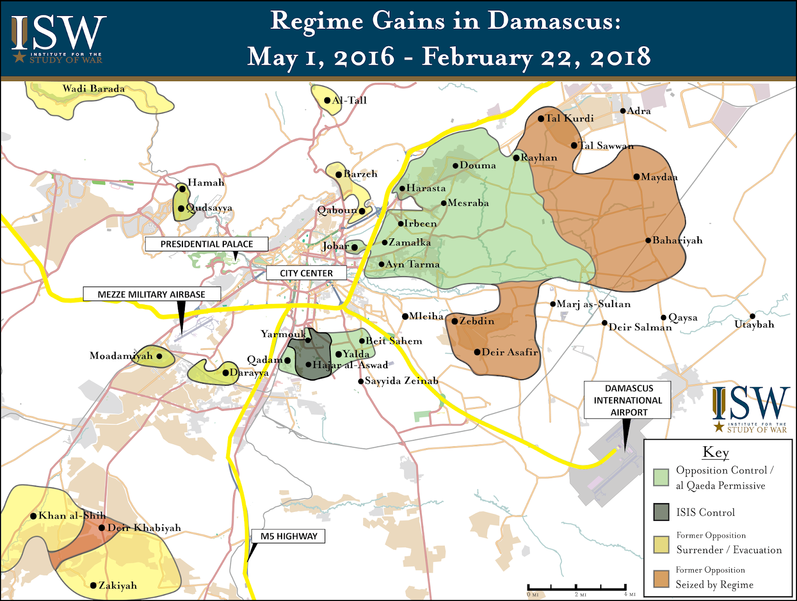 Regime Gains in Damascus: May 1, 2016 – February 22, 2018