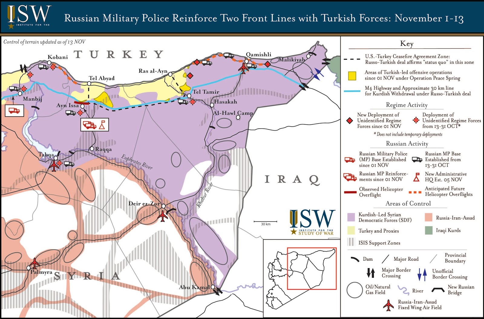 Russian Military Police Reinforce Two Front Lines With Turkish Forces: November 1-13