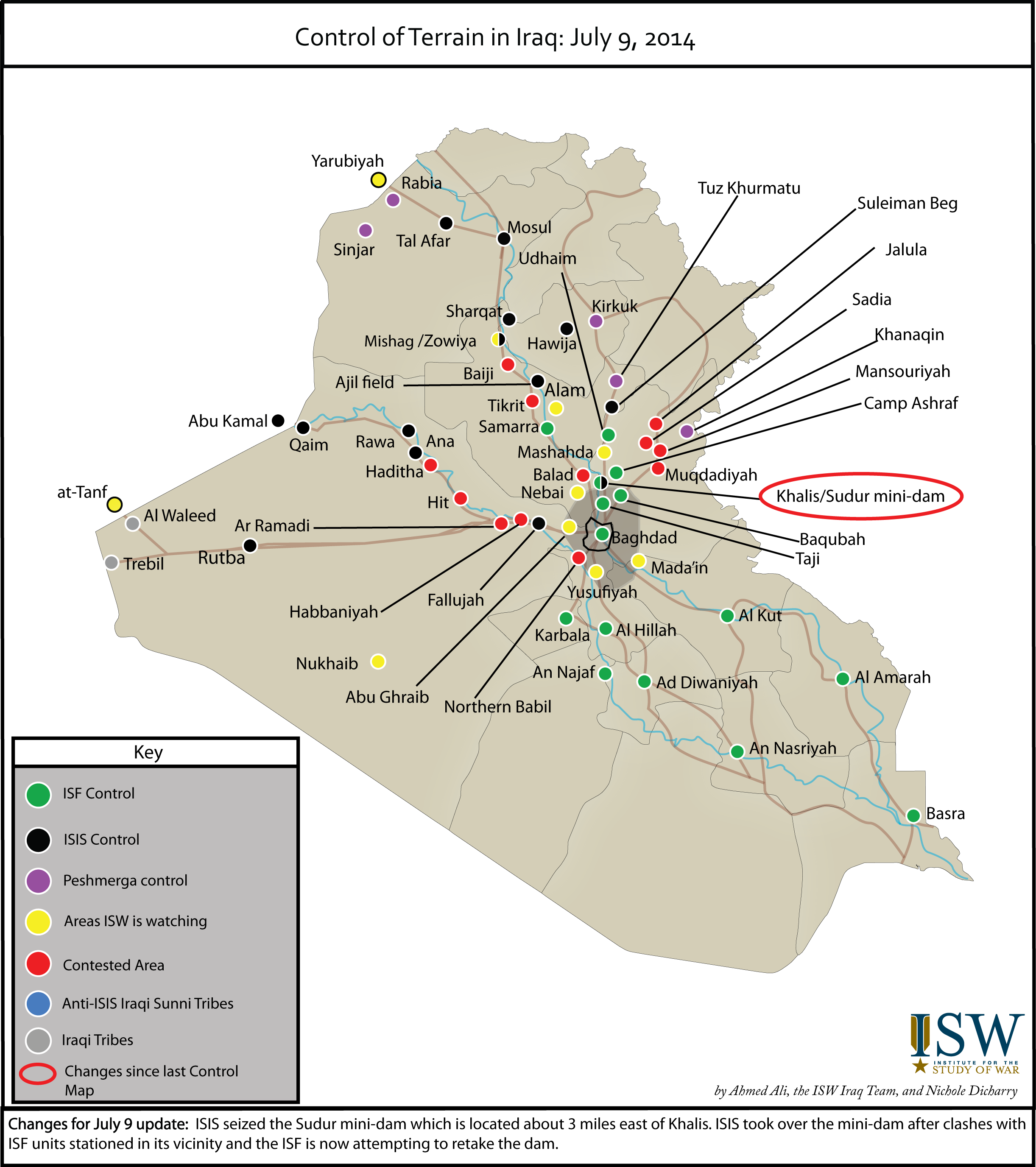 Control of Terrain in Iraq: July 9, 2014