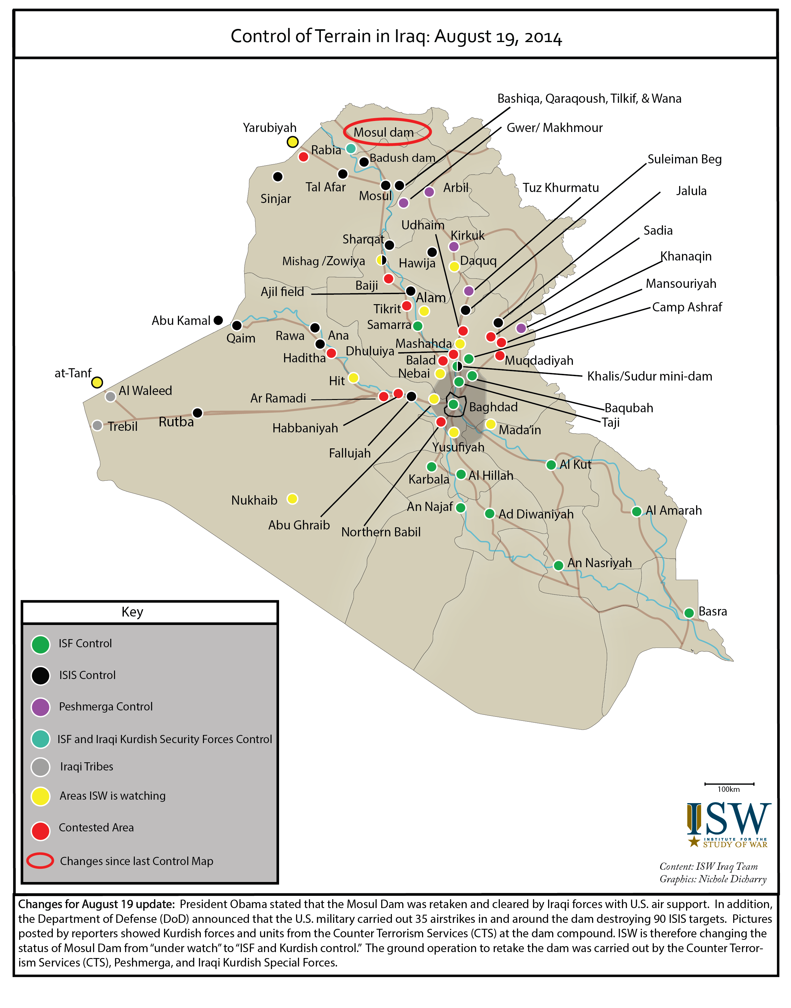 Control of Terrain in Iraq: August 19, 2014