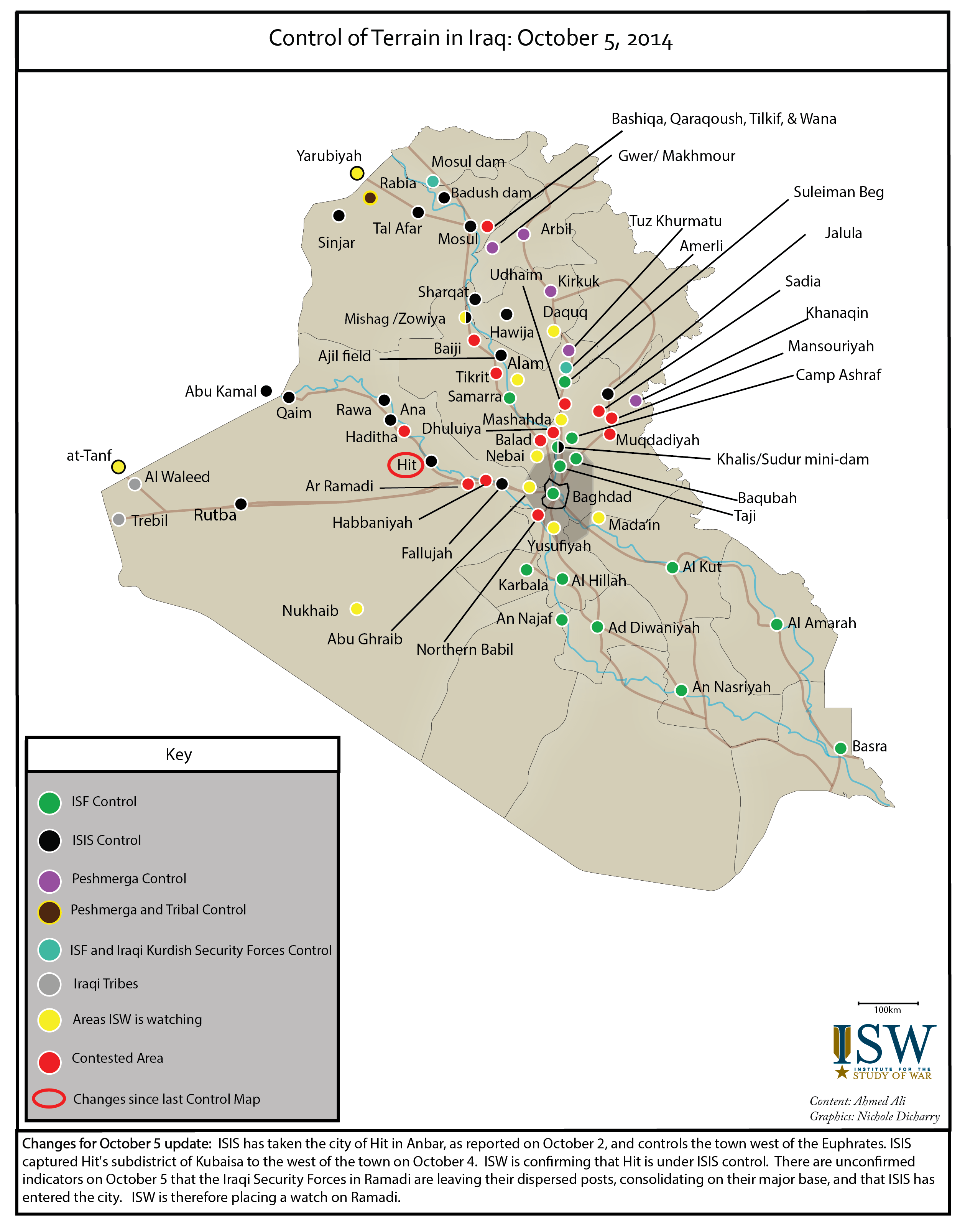 Control of Terrain in Iraq: October 5, 2014