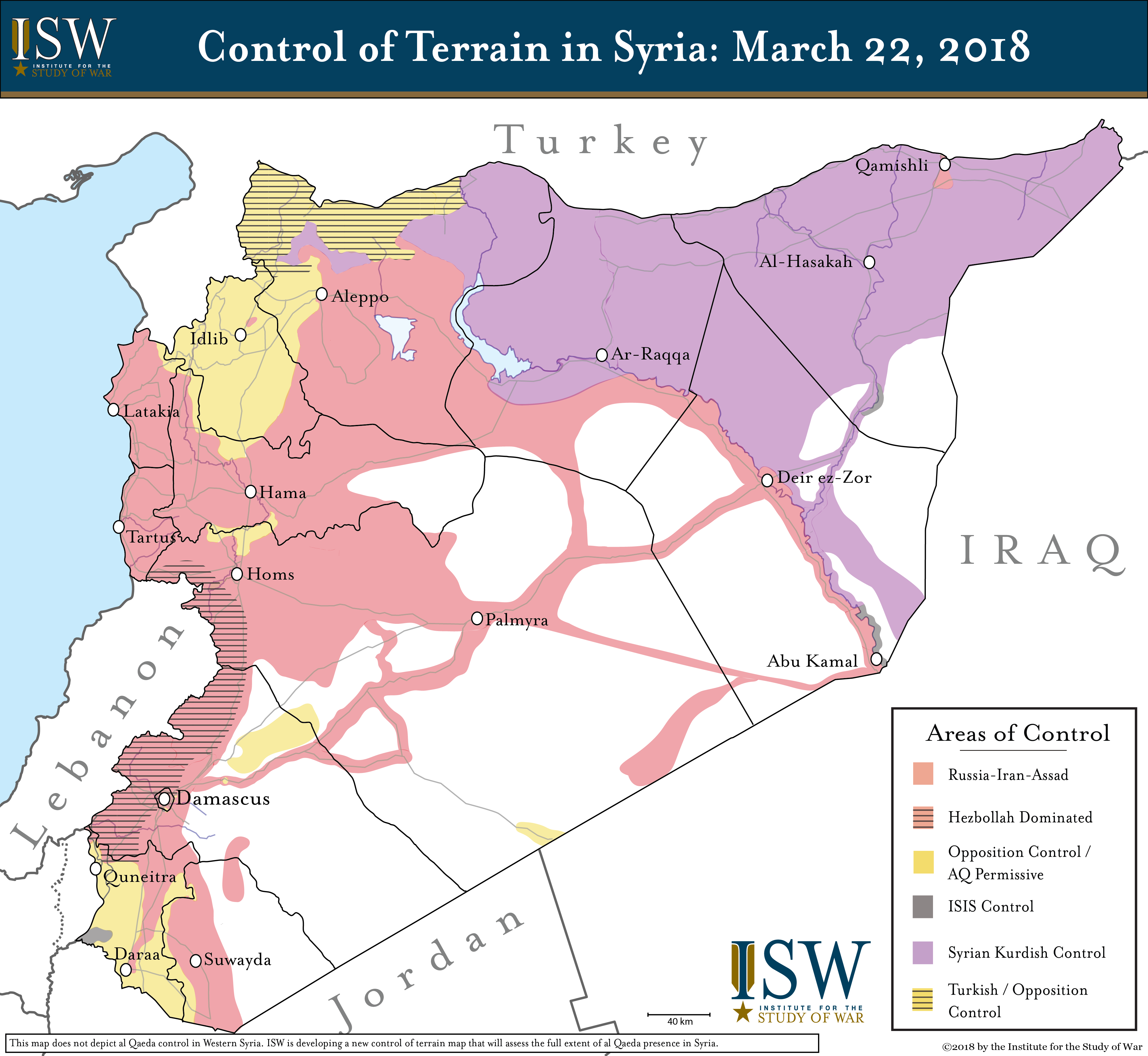 Control of Terrain in Syria: March 22, 2018
