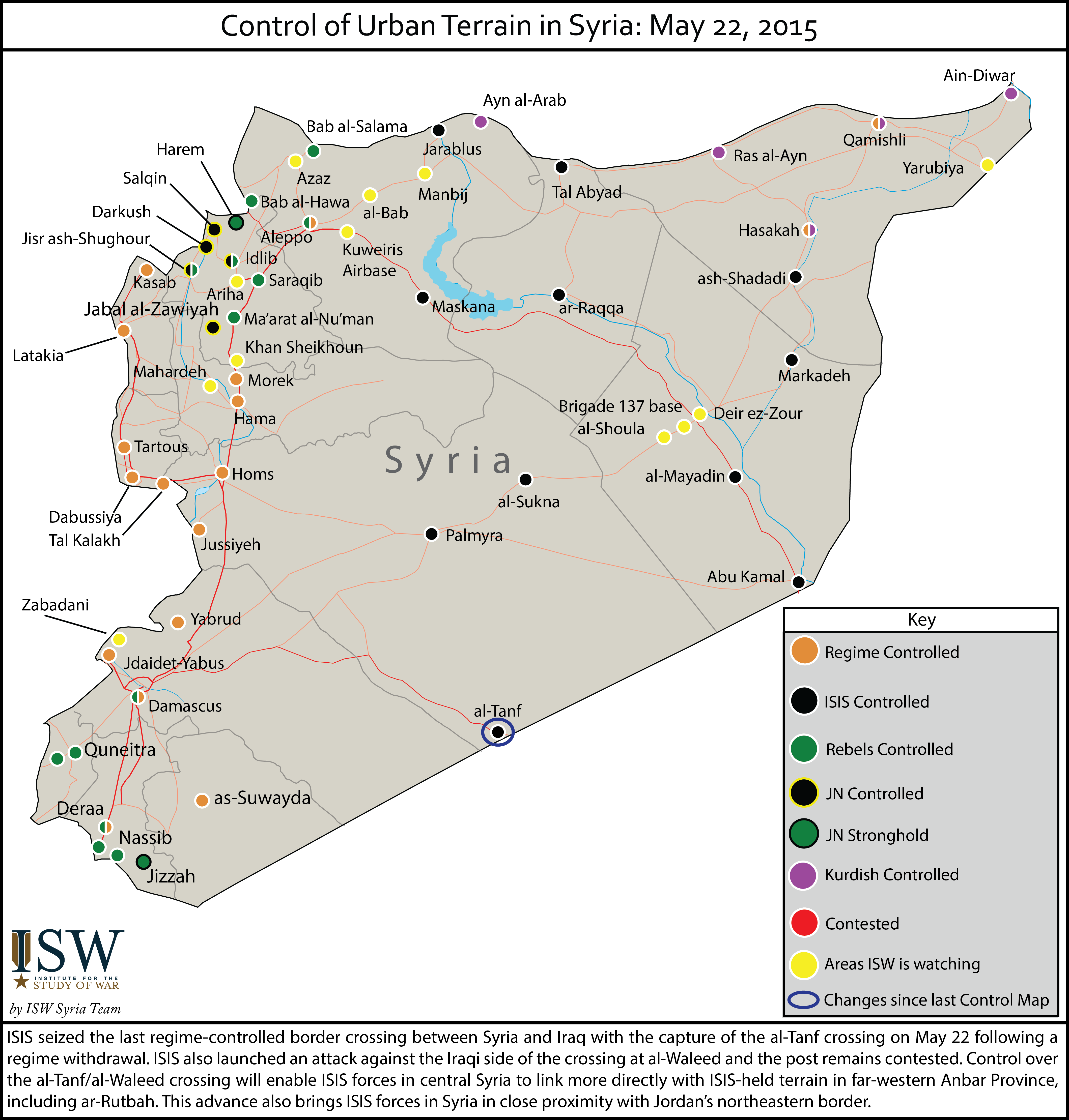Control of Urban Terrain in Syria: May 22, 2015