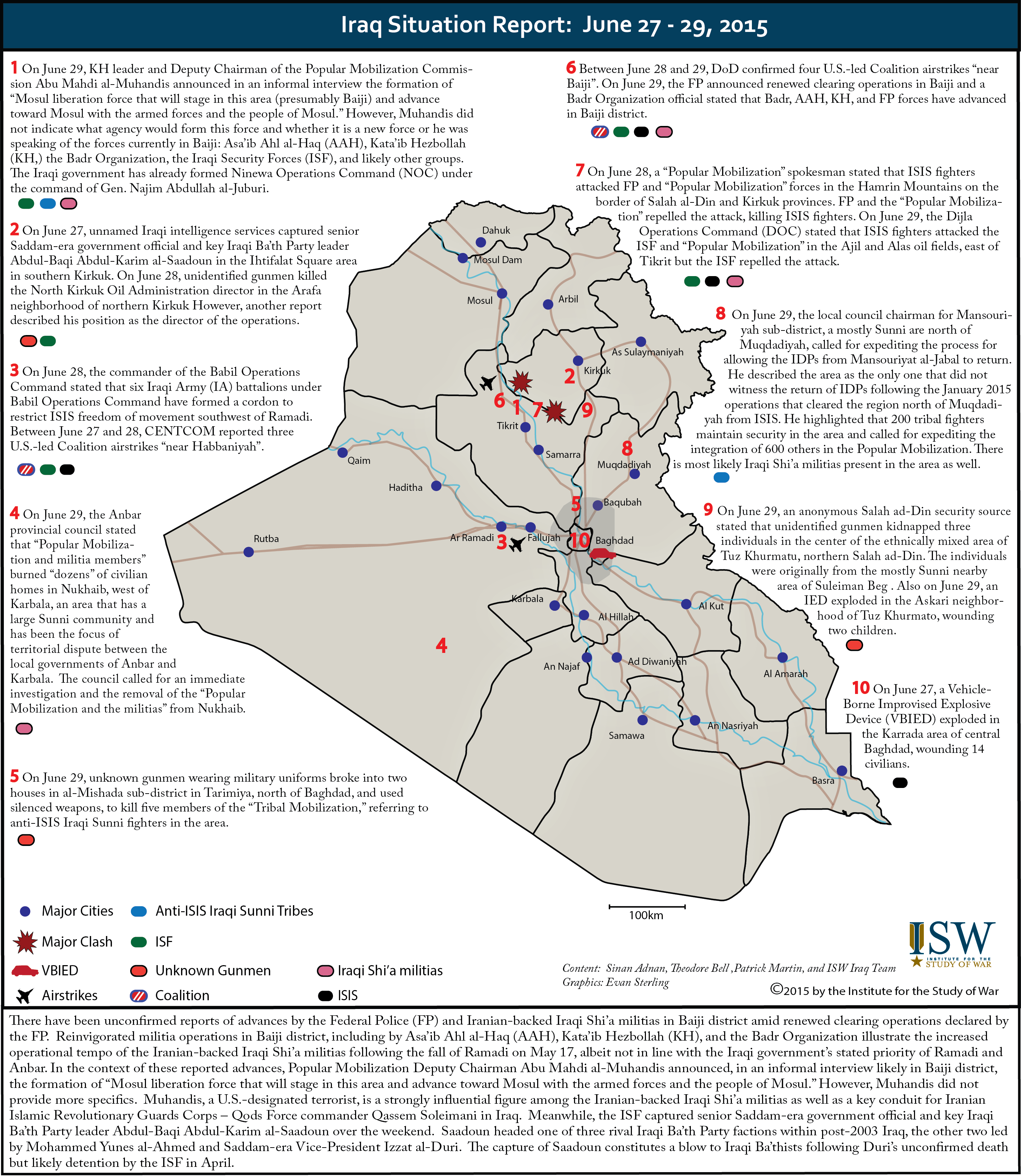 Iraq Situation Report: June 27 - 29, 2015