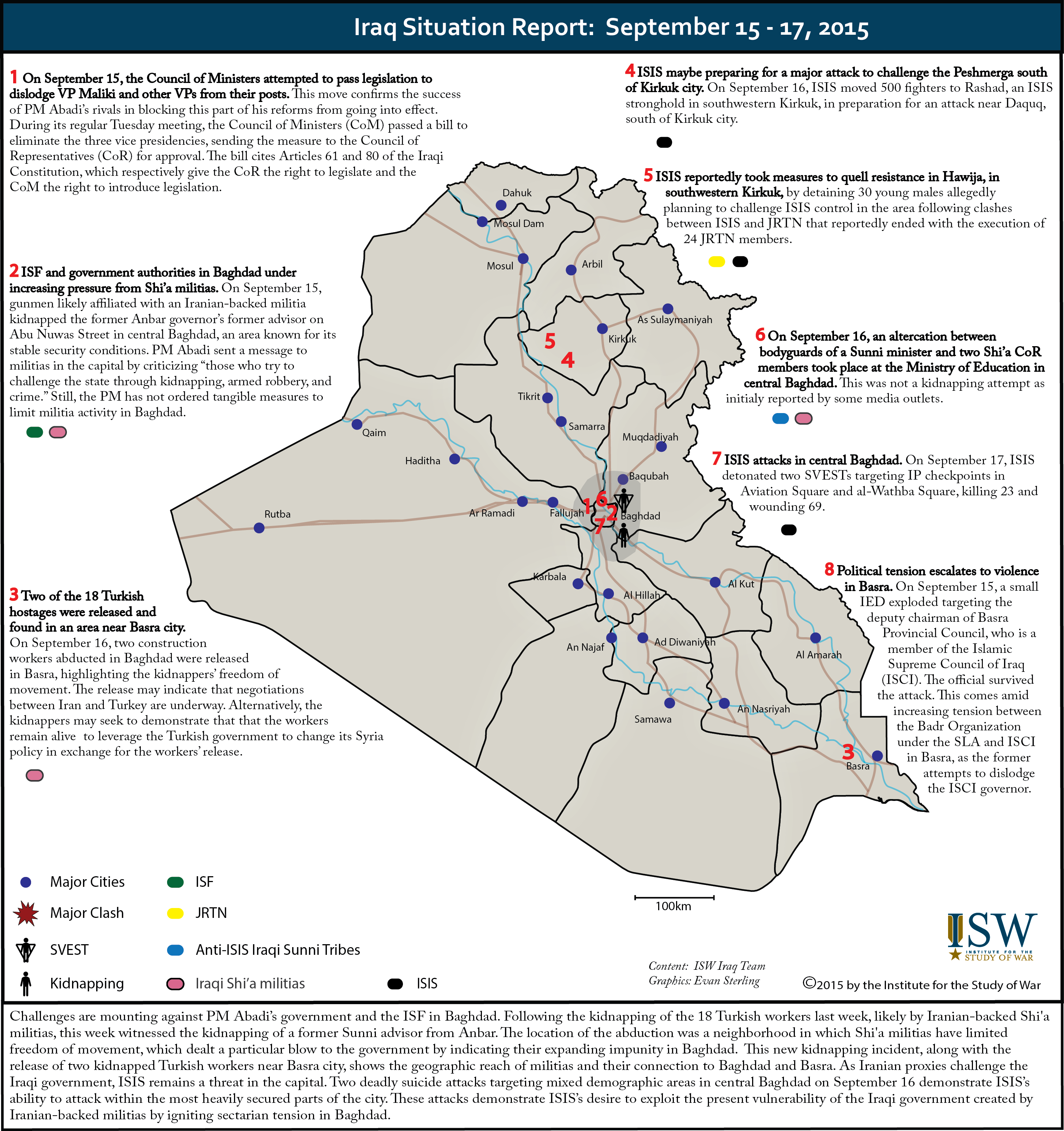 Iraq Situation Report: September 15 – 17, 2015