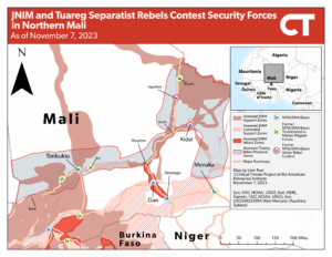 Jnim and Tuareg Separatist Rebels Contest Security Forces in Northern Mali as of November 7, 2023