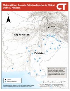 Major Military Bases in Pakistan Relative To Chitral District, Pakistan