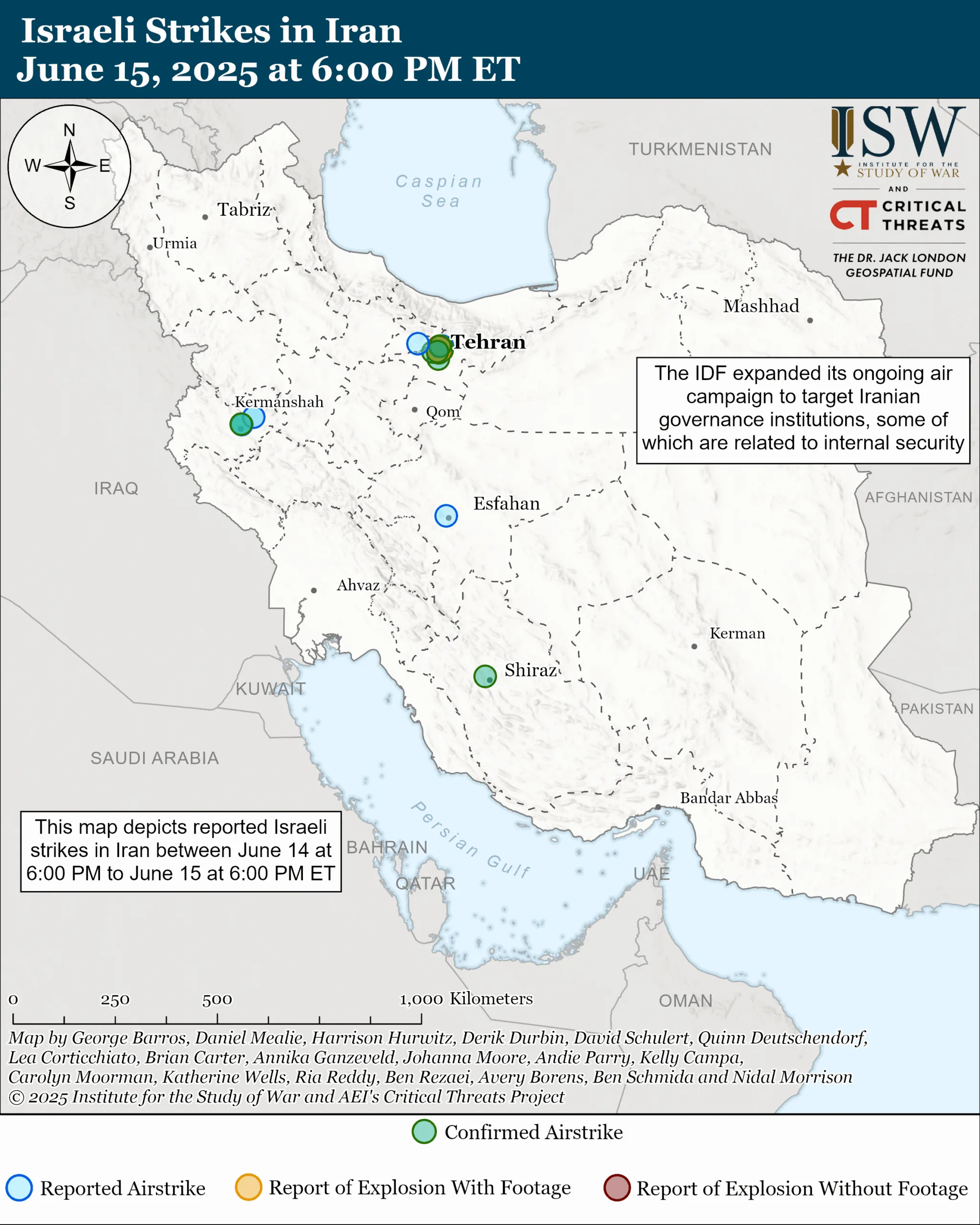 Israeli Strikes in Iran, June 15, 2025, 1:30 PM ET