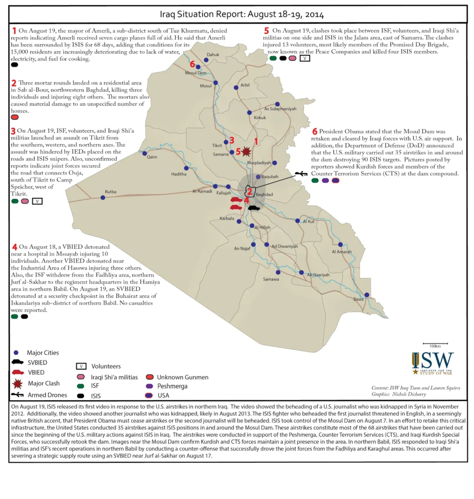 Map of Iraq situation as of August 18-19, 2014