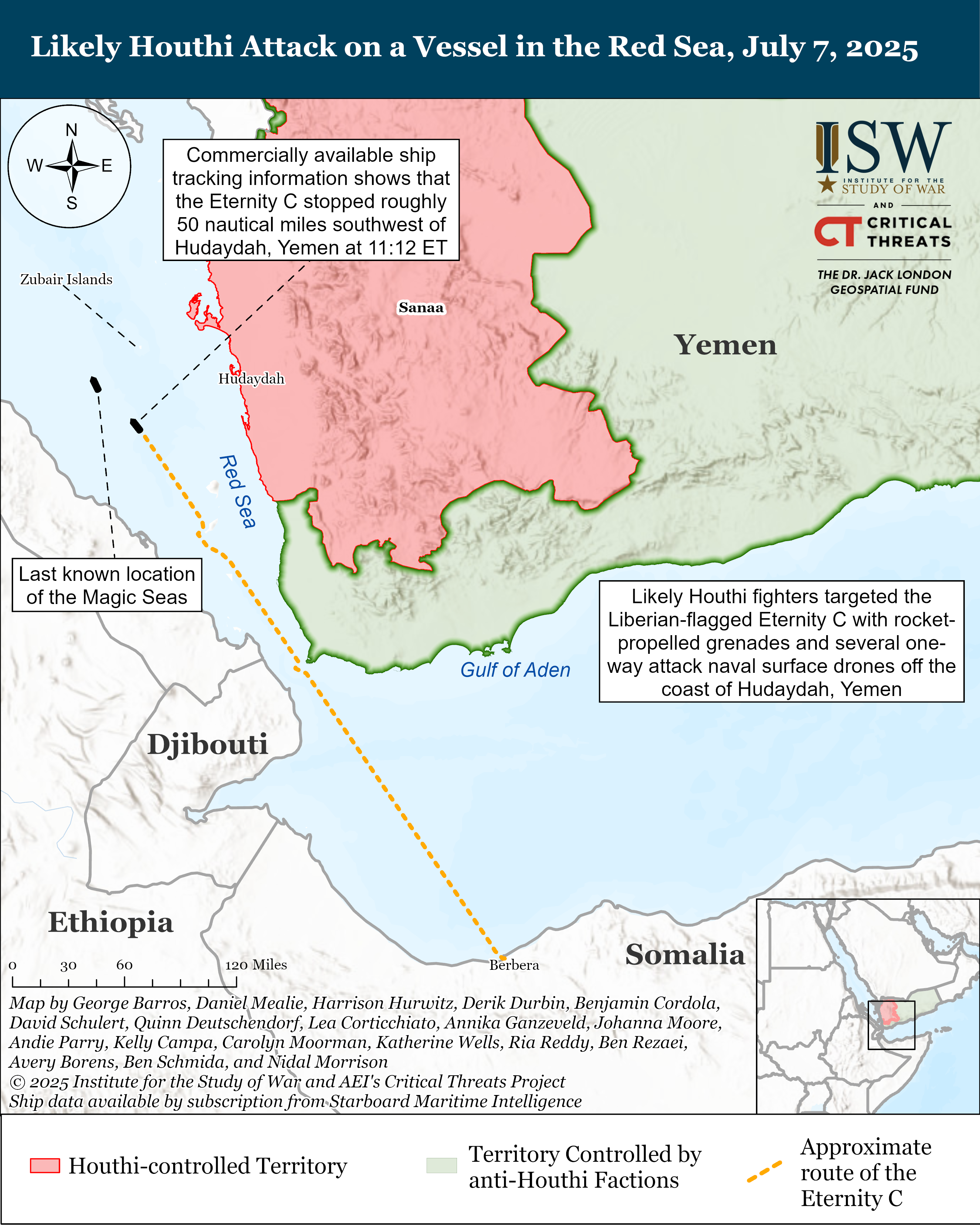 Likely Houthi Attack On A Vessel in the Red Sea, July 7, 2025