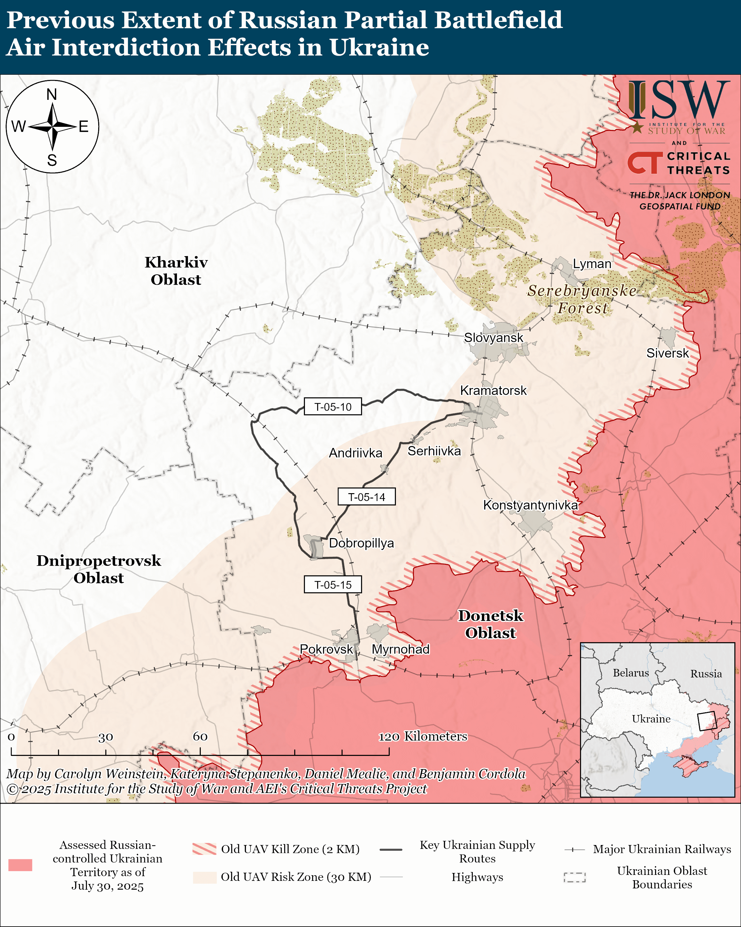 Previous Extent of Russian Partial Battlefield Air Interdiction Effects in Ukraine