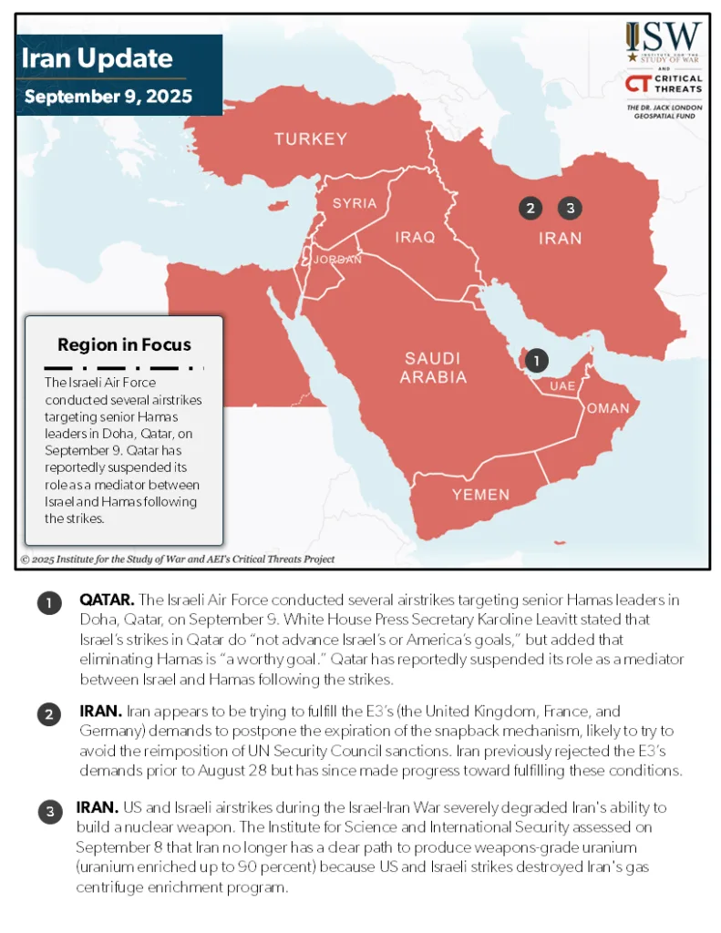 2025-09-09 One Pager Iran Update
