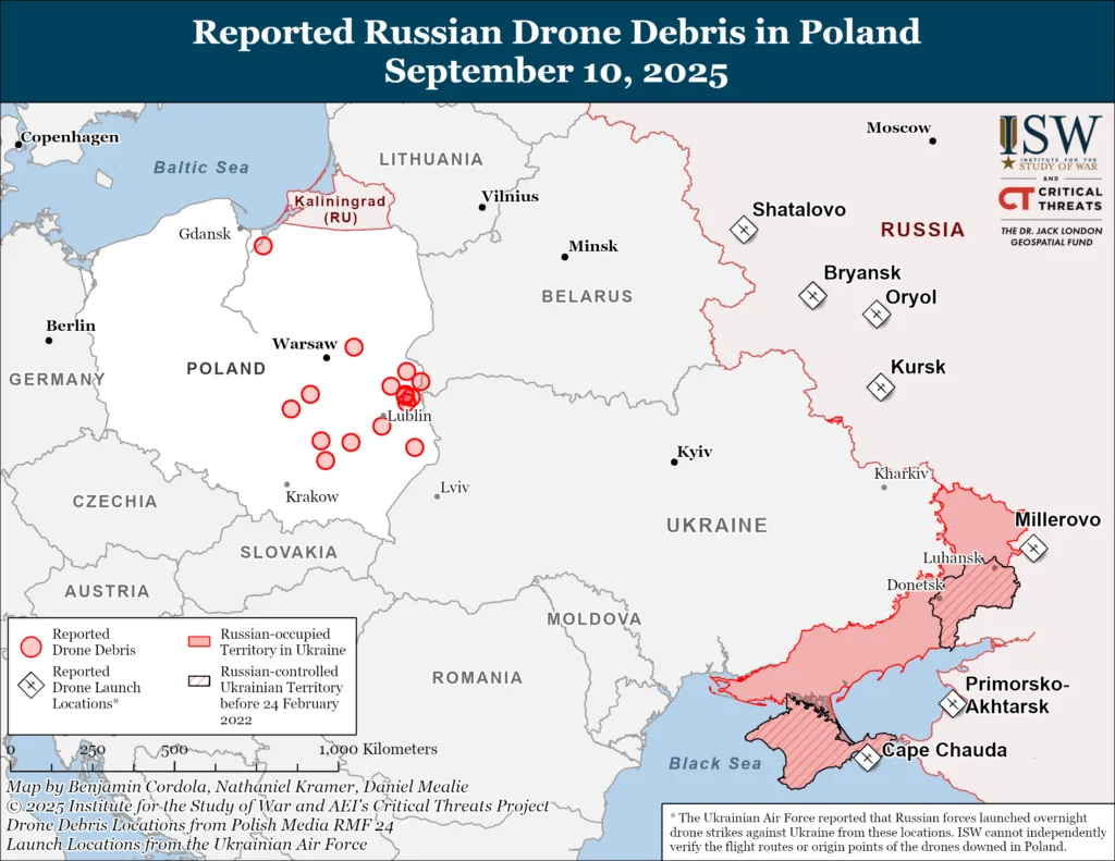 Russian Drones Downed in Poland September 10, 2025