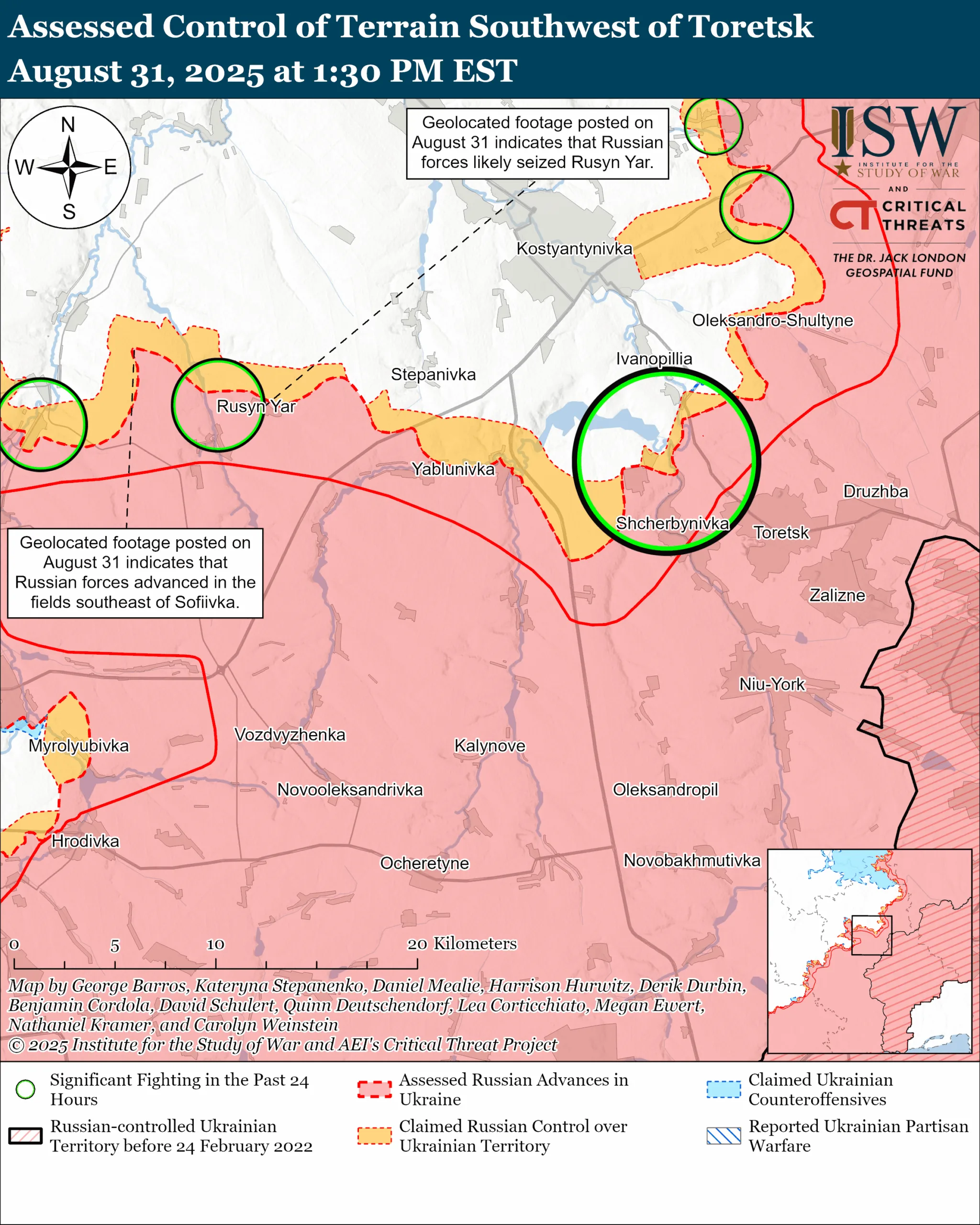 Southwest of Toretsk August 31, 2025 | Map Room | ISW