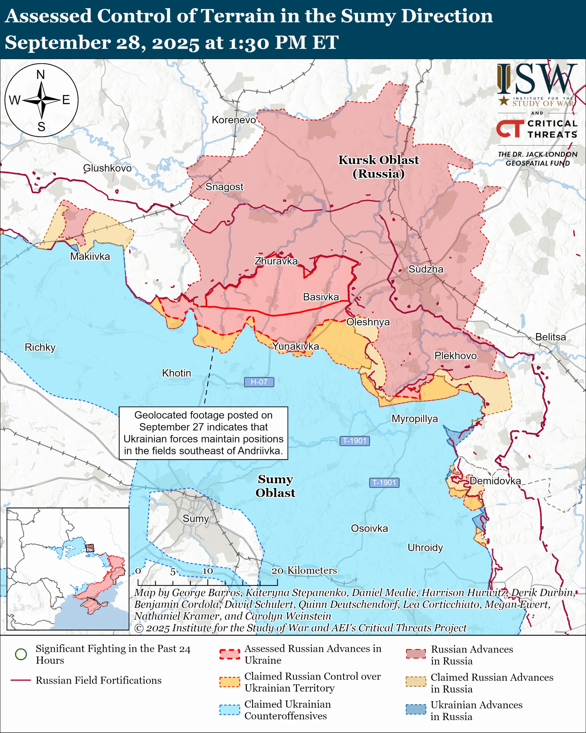 Assessed Control of Terrain in the Sumy Direction September 28, 2025 at 1:30 PM ET