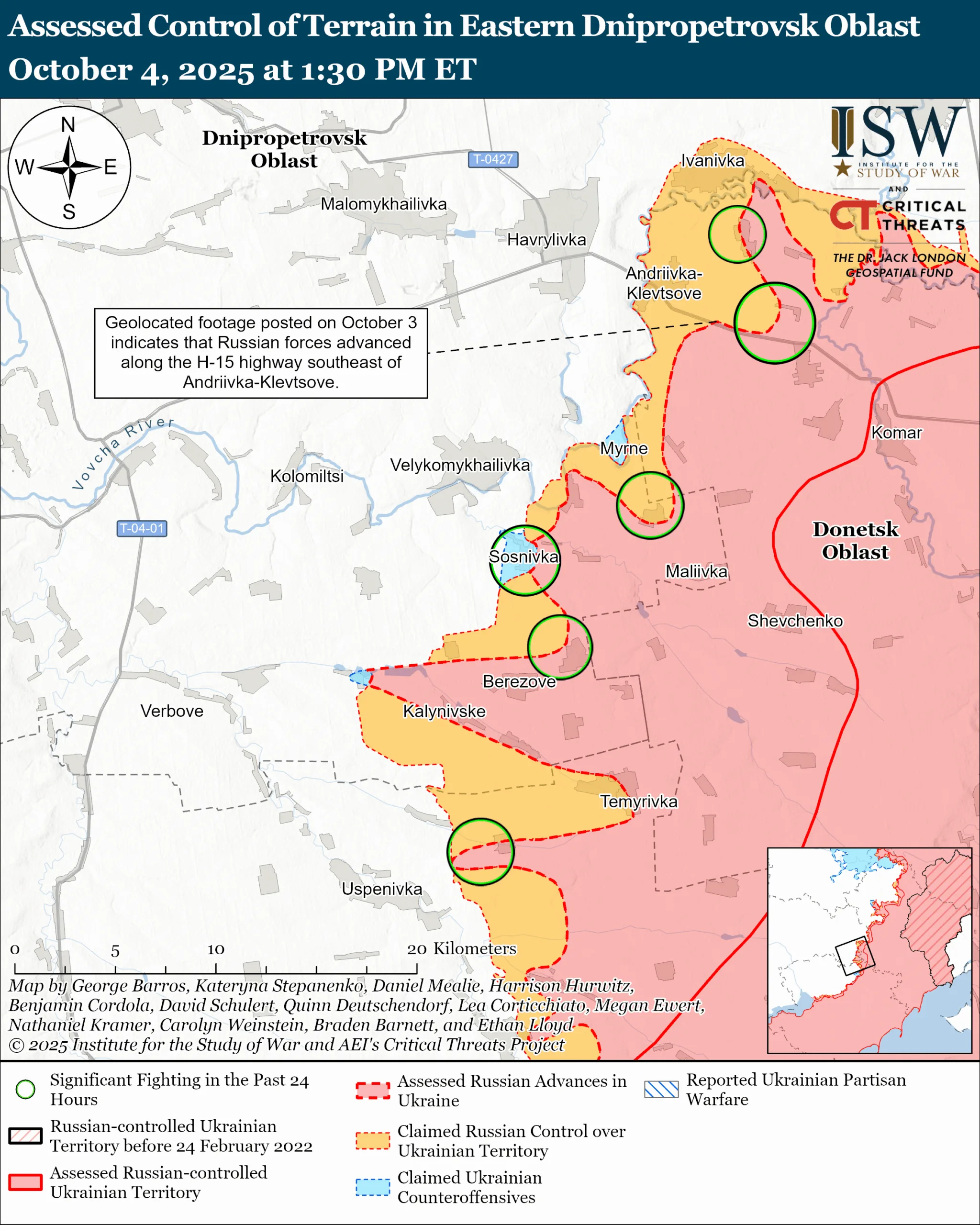 Eastern Dnipropetrovsk Direction October 04, 2025 map