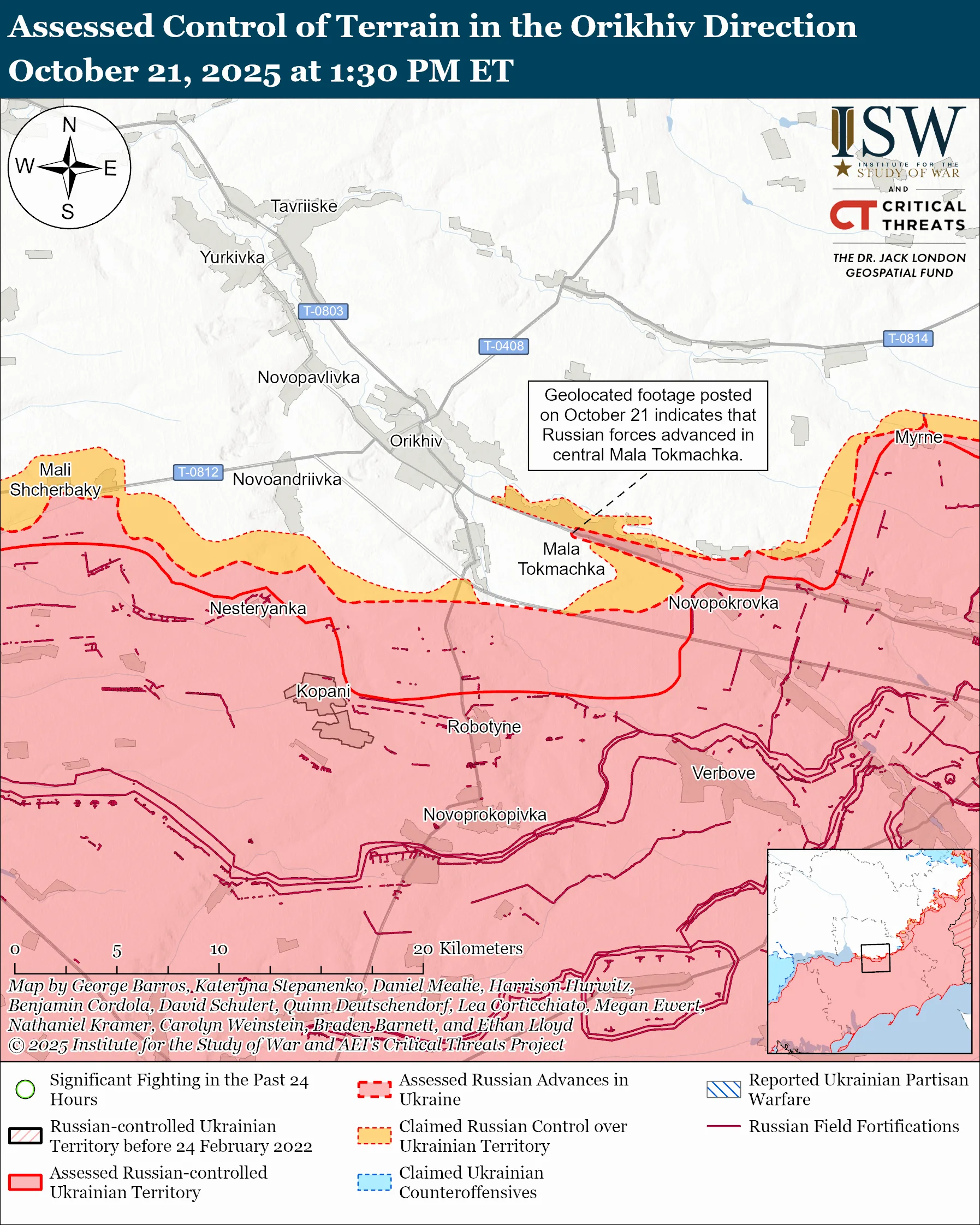 Assessed Control of Terrain in the Orikhiv Direction October 21, 2025 at 1:30 PM ET