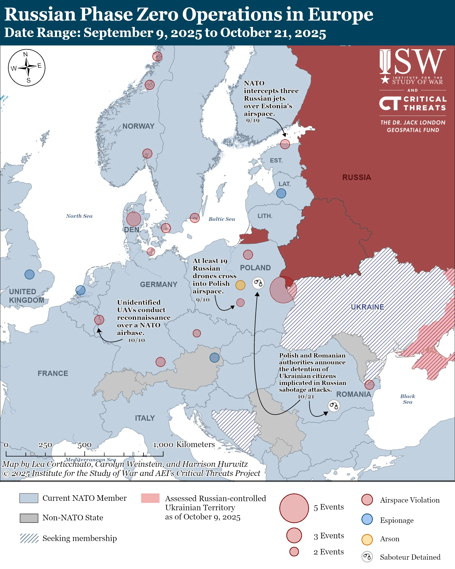 Russian Phase Zero Operations in Europe, October 21, 2025