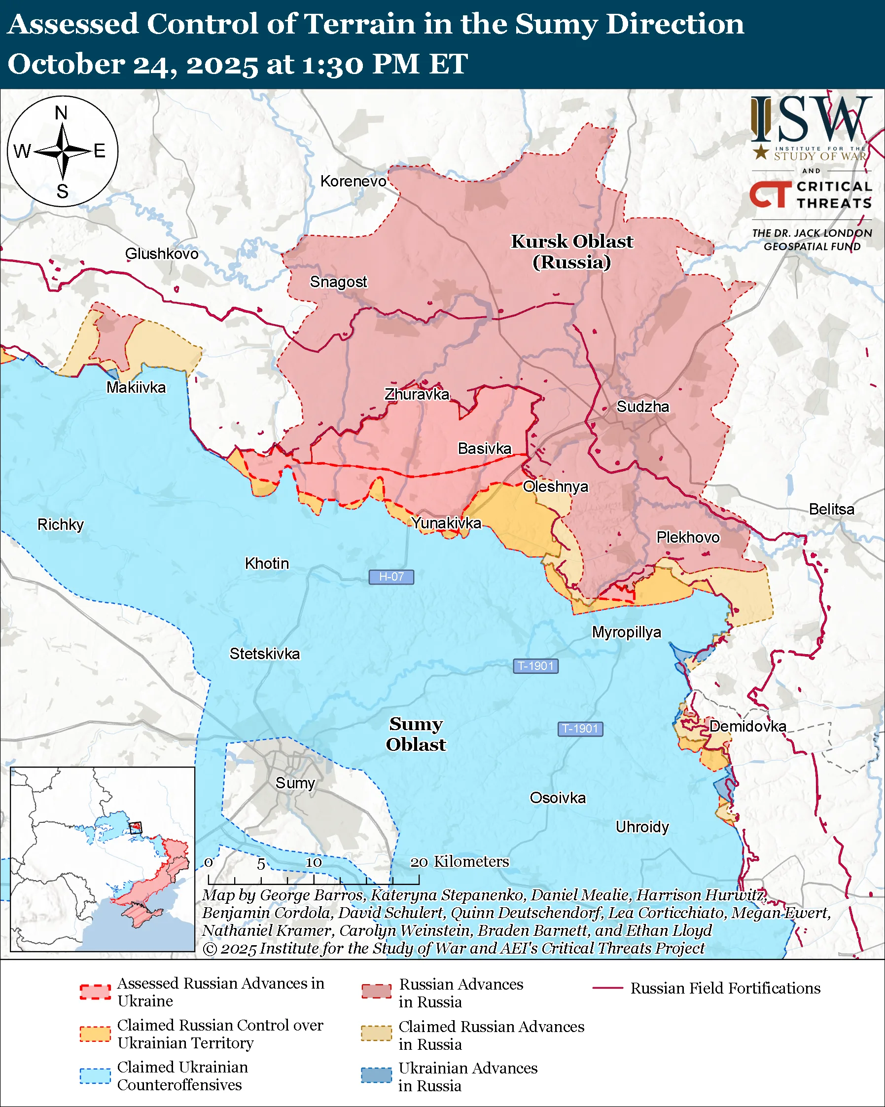 Assessed Control of Terrain in the Sumy Direction, October 24, 2025 at 1:30 PM ET