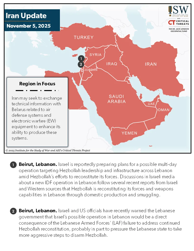 Iran Update, November 5, 2025