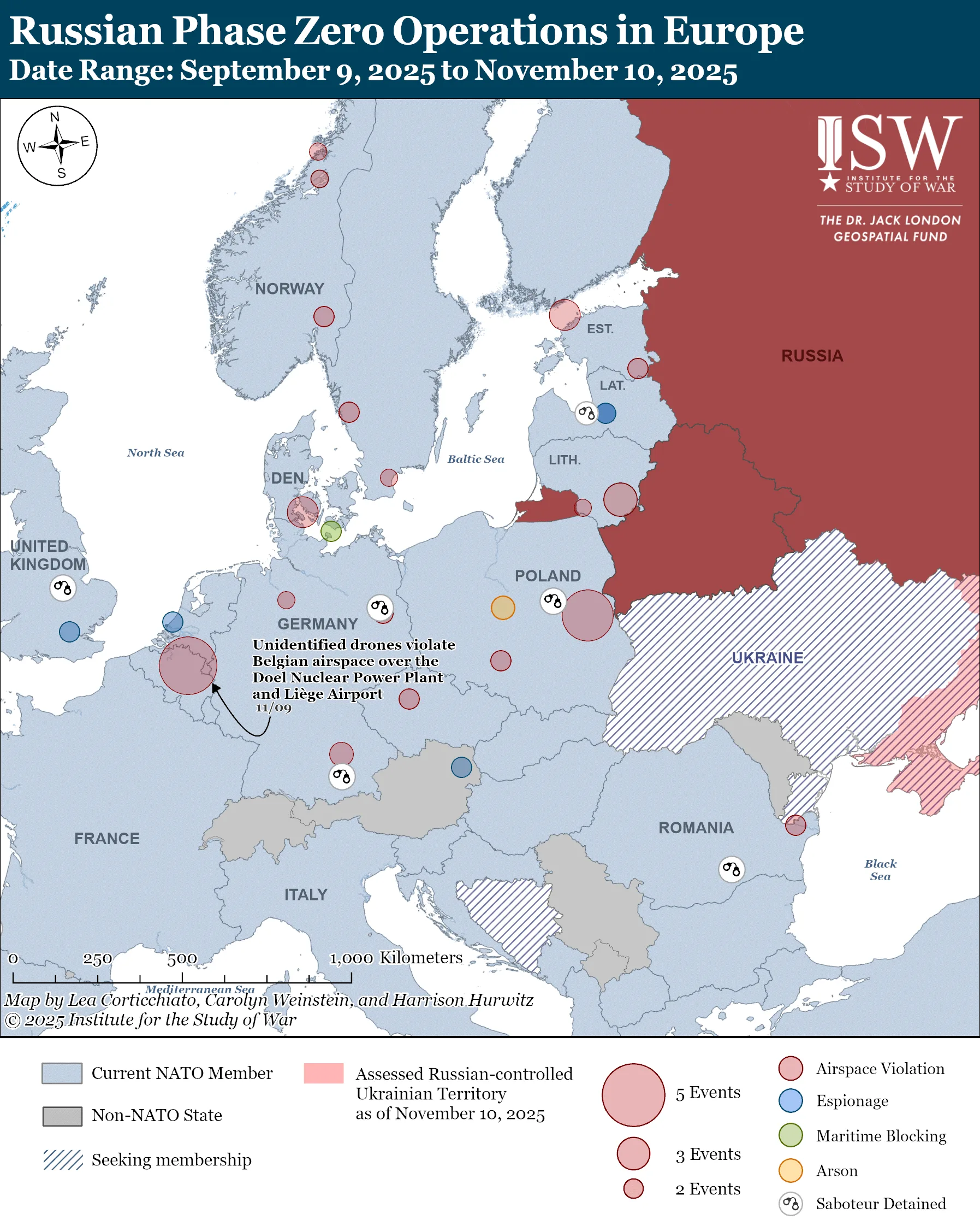 Russian Phase Zero Operations in Europe, Date Range: September 9, 2025 to November 10, 2025