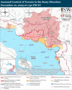 Assessed Control of Terrain in the Sumy Direction, November 10, 2025 at 1:30 PM ET