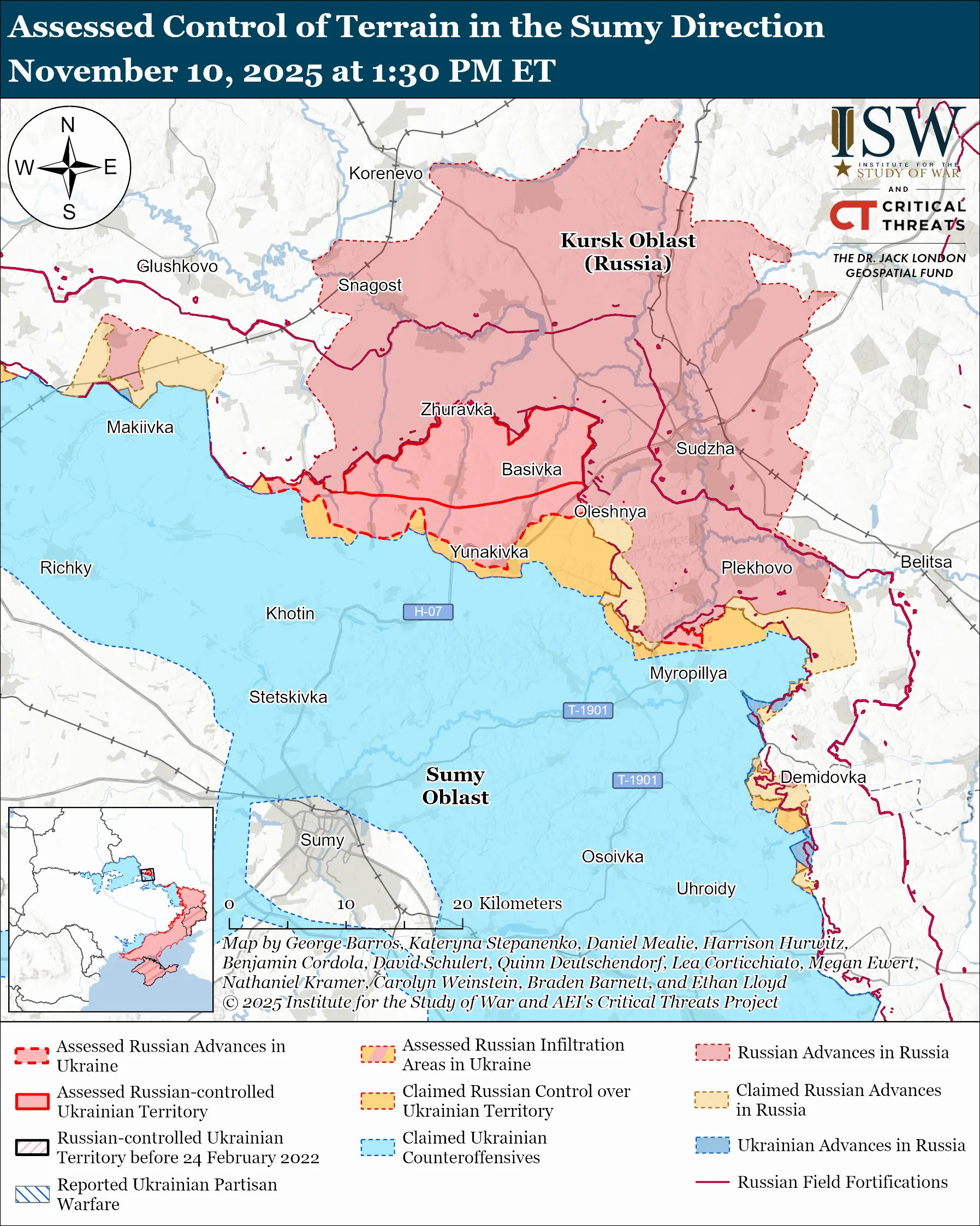 Assessed Control of Terrain in the Sumy Direction, November 10, 2025 at 1:30 PM ET