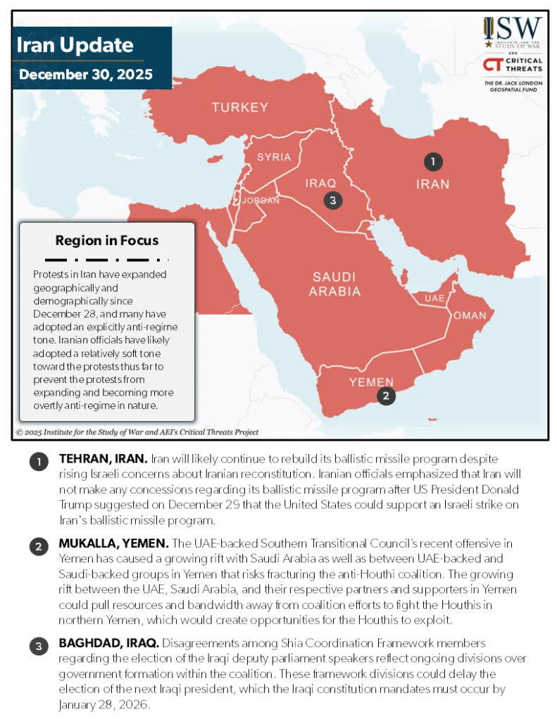 Iran Update December 30, 2025 onepager