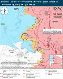 Assessed Control of Terrain in the Borova-Lyman Direction, December 13, 2025 at 1:30 PM ET
