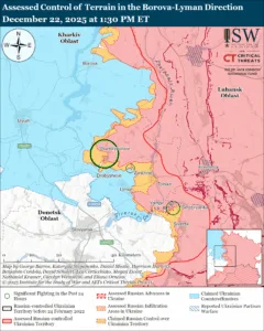 Assessed Control of Terrain in the Borova-Lyman Direction, December 22, 2025 at 1:30 PM ET