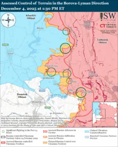 Assessed Control of Terrain in the Borova-Lyman Direction, December 4, 2025 at 1:30 PM ET
