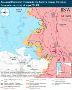 Assessed Control of Terrain in the Borova-Lyman Direction, December 6, 2025 at 1:30 PM ET
