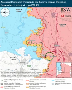 Assessed Control of Terrain in the Borova-Lyman Direction, December 7, 2025 at 1:30 PM ET