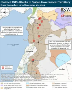 Claimed ISIS Attacks in Syrian Government Territory from November 10 to December 15, 2025