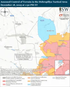 Assessed Control of Terrain in the Dobropillya Tactical Area, December 18, 2025 at 1:30 PM ET