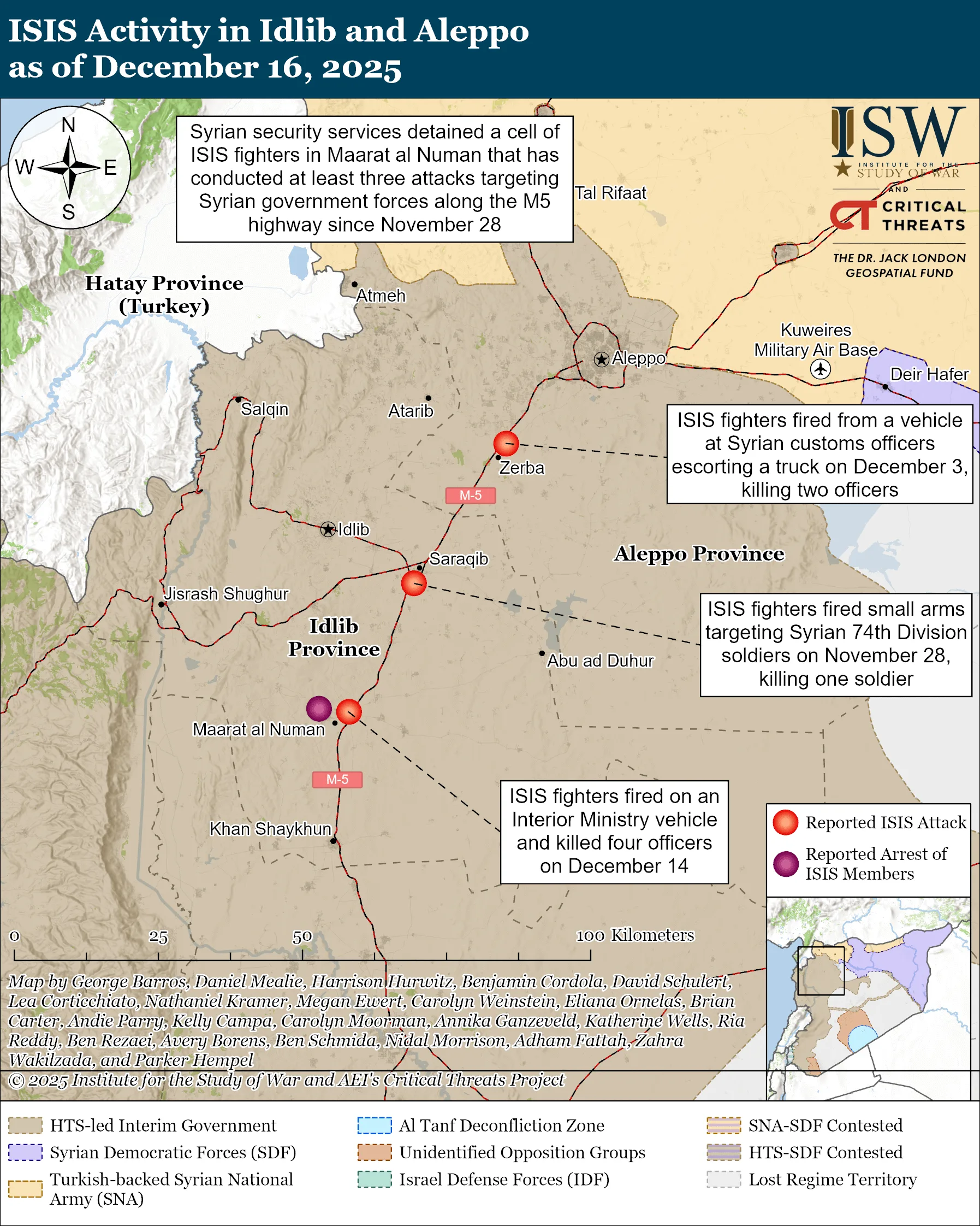 ISIS Activity in Idlib and Aleppo, December 16, 2025