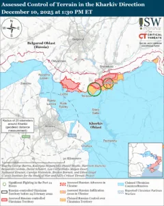 Assessed Control of Terrain in the Kharkiv Direction, December 10, 2025 at 1:30 PM ET