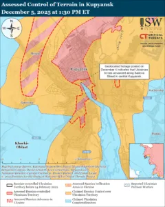 Assessed Control of Terrain in the Kupyansk Direction, December 5, 2025 at 1:30 PM ET