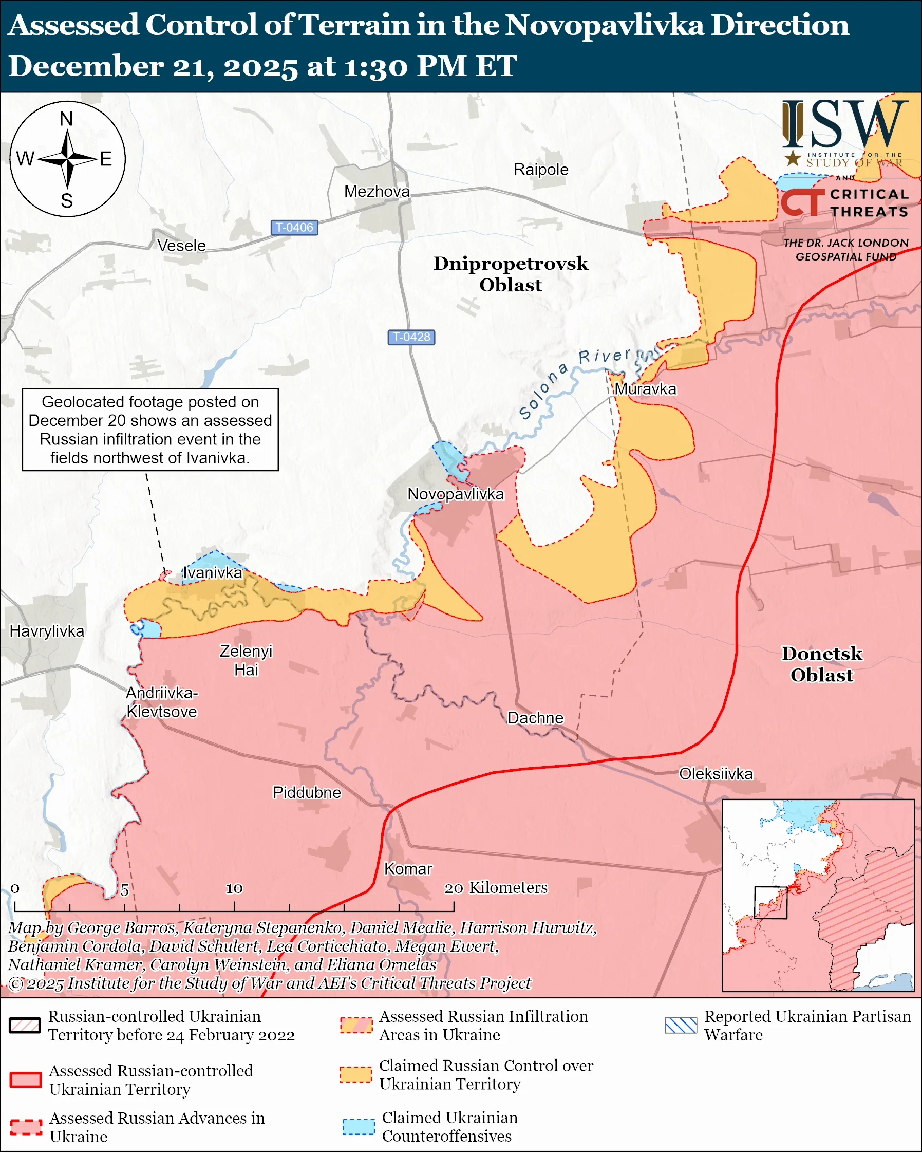 Assessed Control of Terrain in the Novopavlivka, Direction December 21, 2025 at 1:30 PM ET
