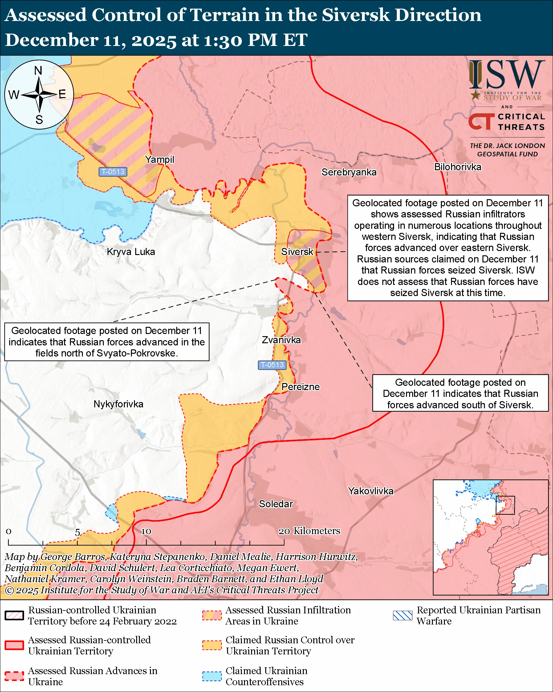 Assessed Control of Terrain in the Siversk Direction, December 11, 2025 at 1:30 PM ET