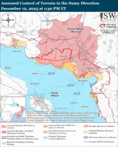 Assessed Control of Terrain in the Sumy Direction, December 12, 2025 at 1:30 PM ET