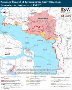 Assessed Control of Terrain in the Sumy Direction, December 22, 2025 at 1:30 PM ET