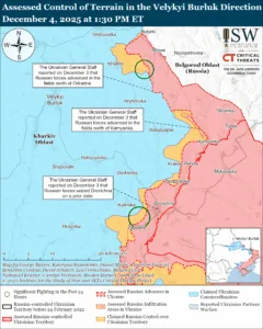 Assessed Control of Terrain in the Velykyi Burluk Direction December 4, 2025 at 1:30 PM ET