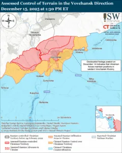 Assessed Control of Terrain in the Vovchansk Direction, December 15, 2025 at 1:30 PM ET